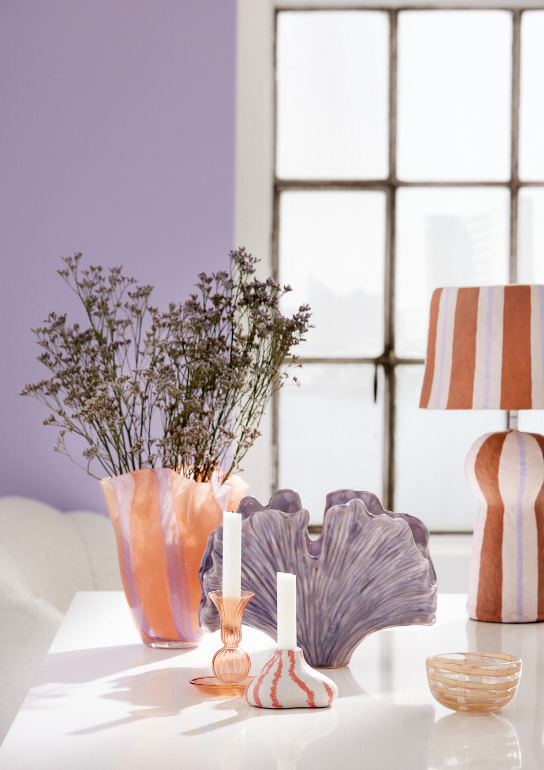Musling vase, lilla - H31,5 cm